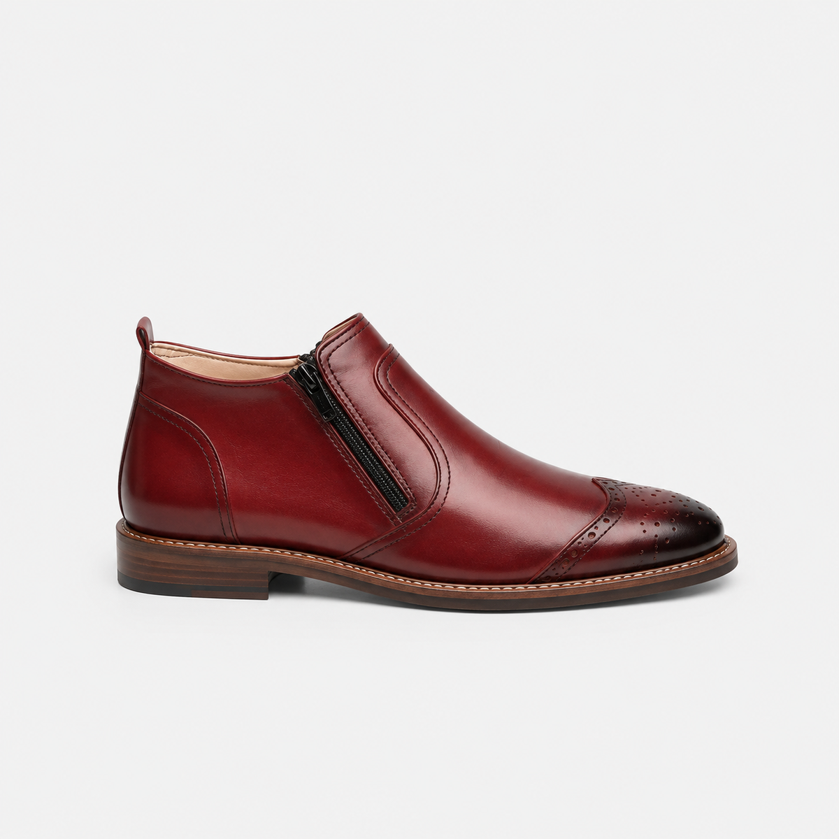 Cherry Red Brogue Ankle Boot