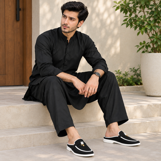 Black Suede Men's Mule Loafer