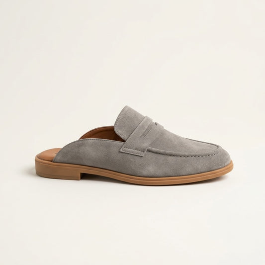 Vonta Grey Suede Men's Mule Loafers