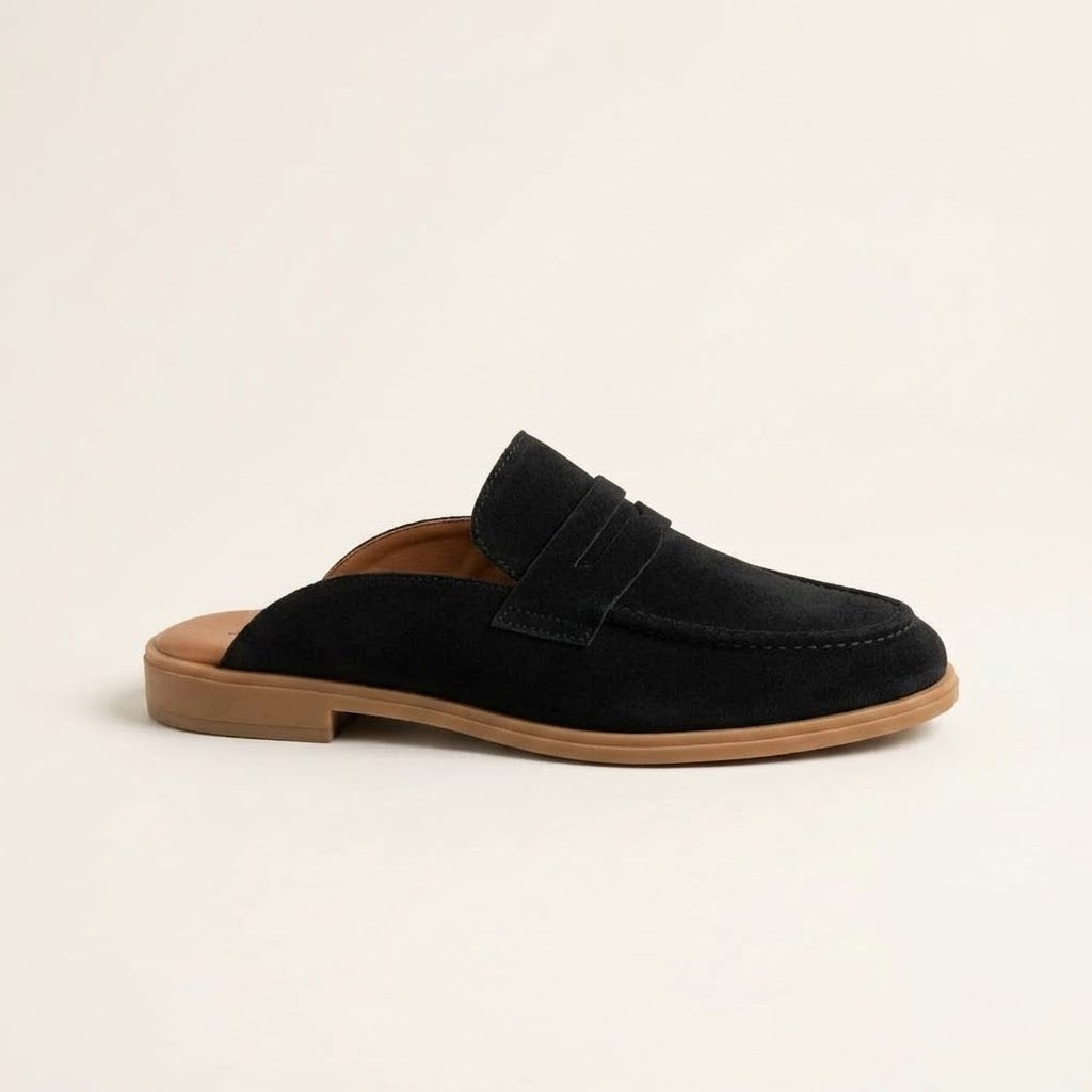 Vonta Black Suede Men's Mule Loafers