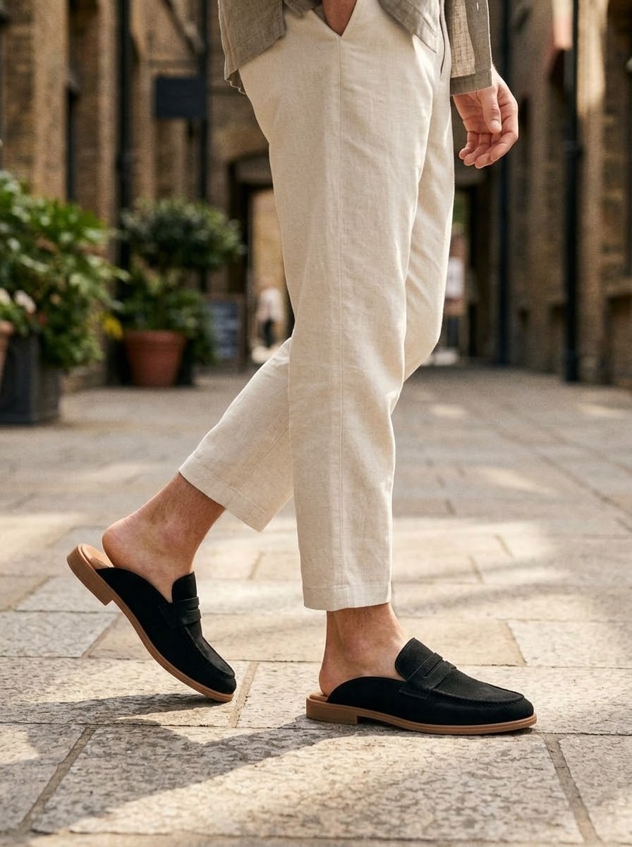 Vonta Black Suede Men's Mule Loafers