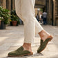 Vonta Olive Green Suede Men's Mule Loafers
